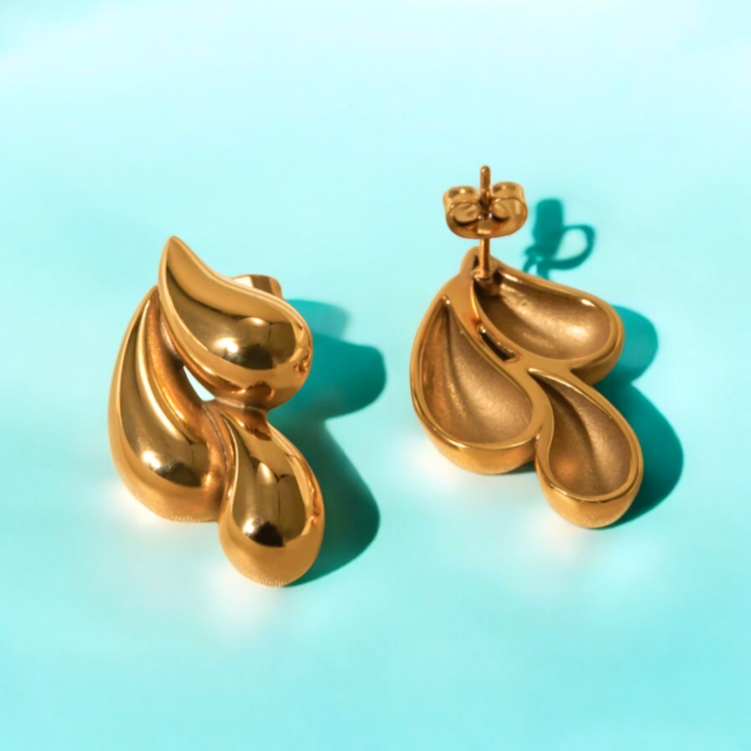 Beverley | Gold Plated Tear/Water Drop Stud Earrings