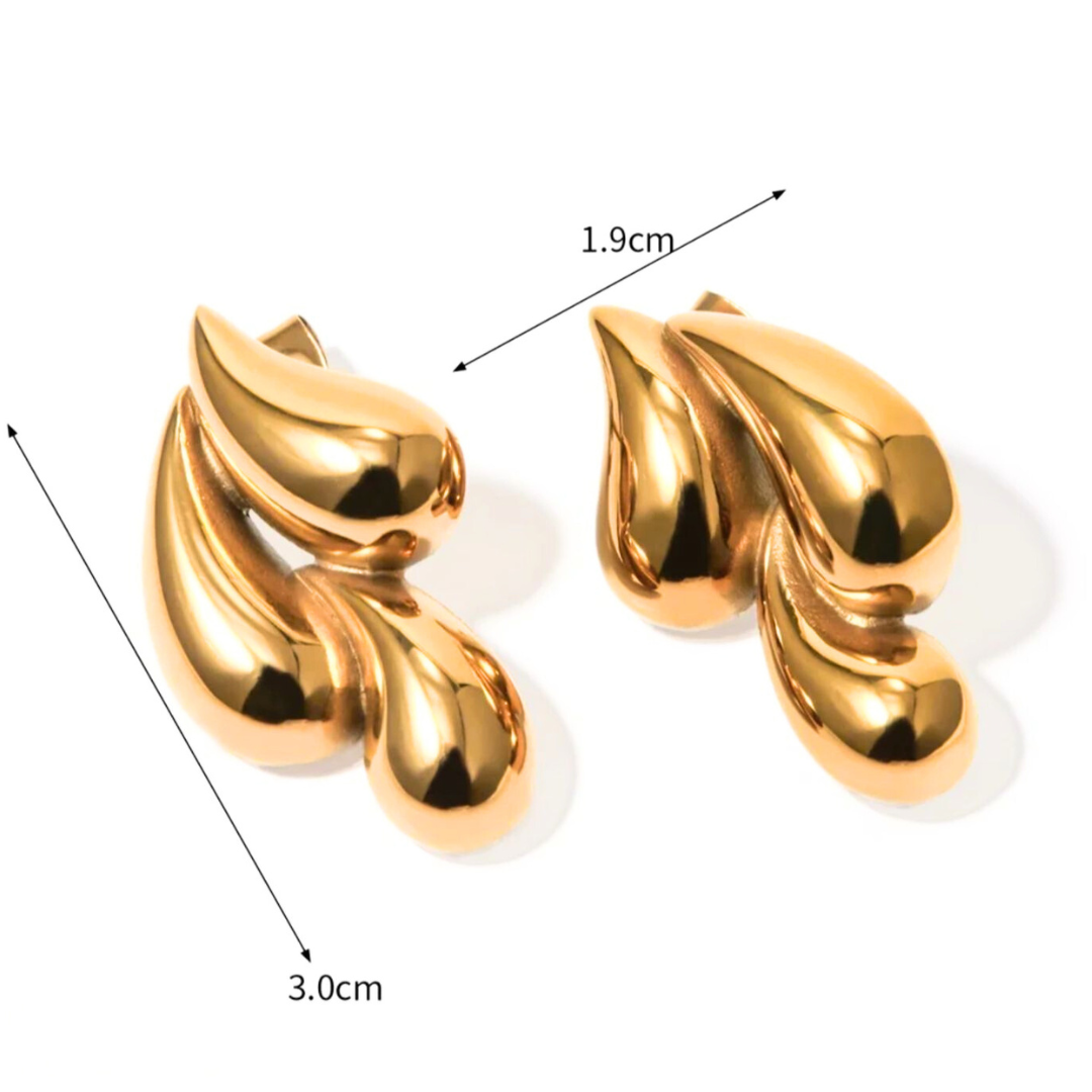Beverley | Gold Plated Tear/Water Drop Stud Earrings
