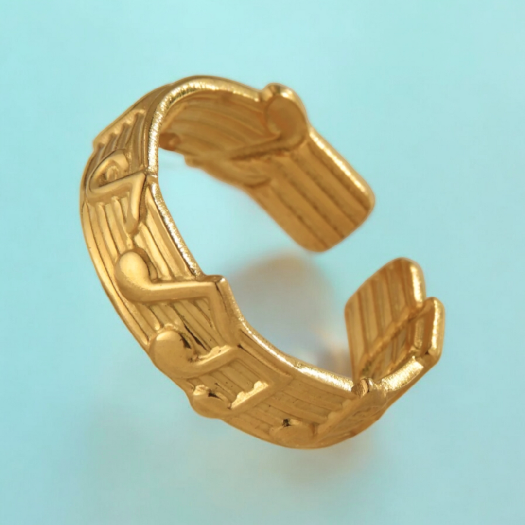 Lexie | Gold-Plated Music Notes Resizable Ring