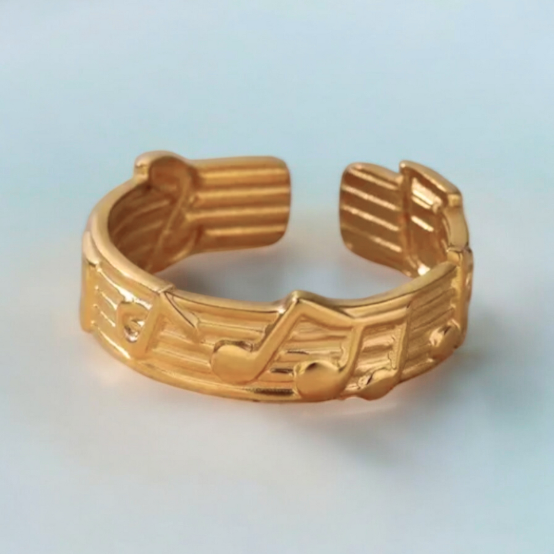 Lexie | Gold-Plated Music Notes Resizable Ring