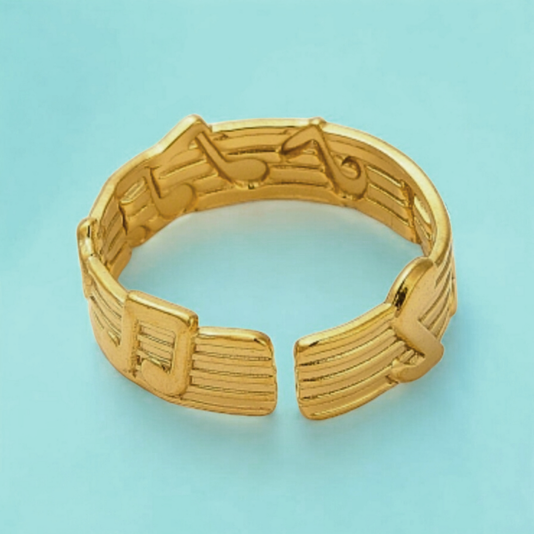 Lexie | Gold-Plated Music Notes Resizable Ring