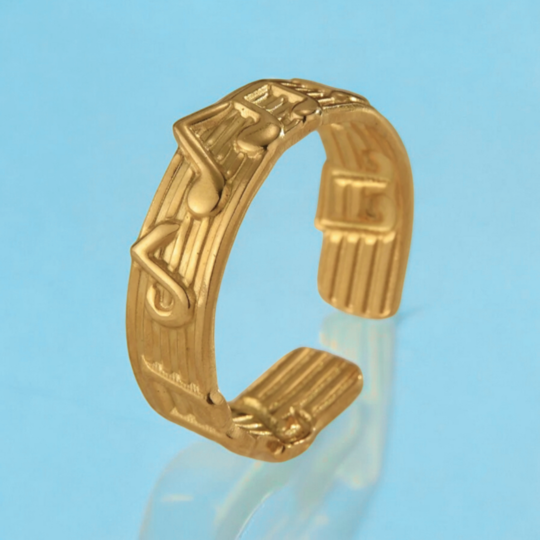 Lexie | Gold-Plated Music Notes Resizable Ring