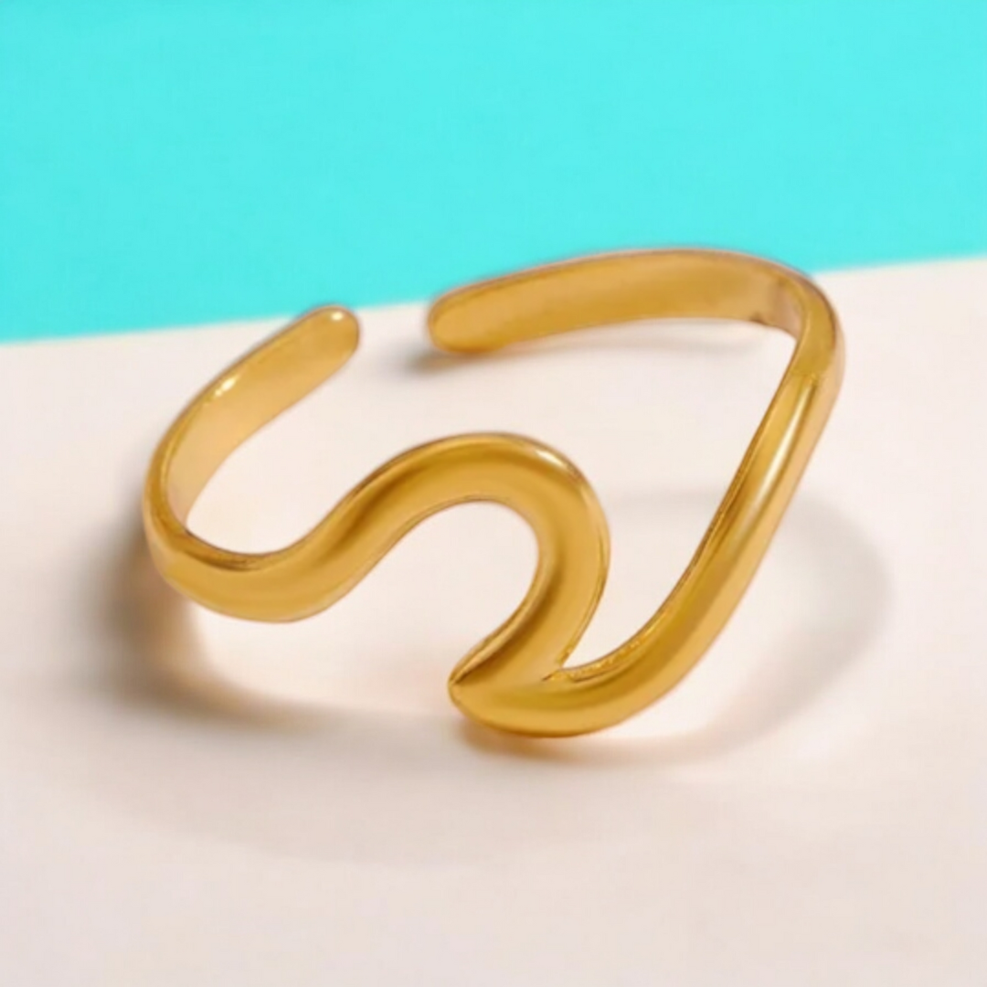 Eden | Gold Plated Ocean Water Wave Resizable Ring