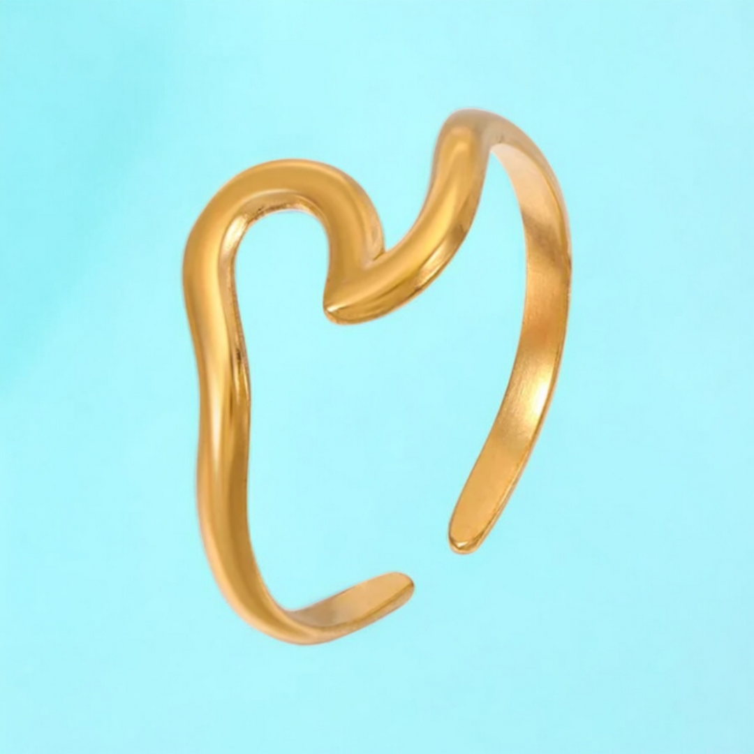 Eden | Gold Plated Ocean Water Wave Resizable Ring