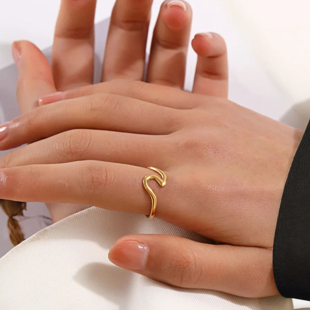 Eden | Gold Plated Ocean Water Wave Resizable Ring