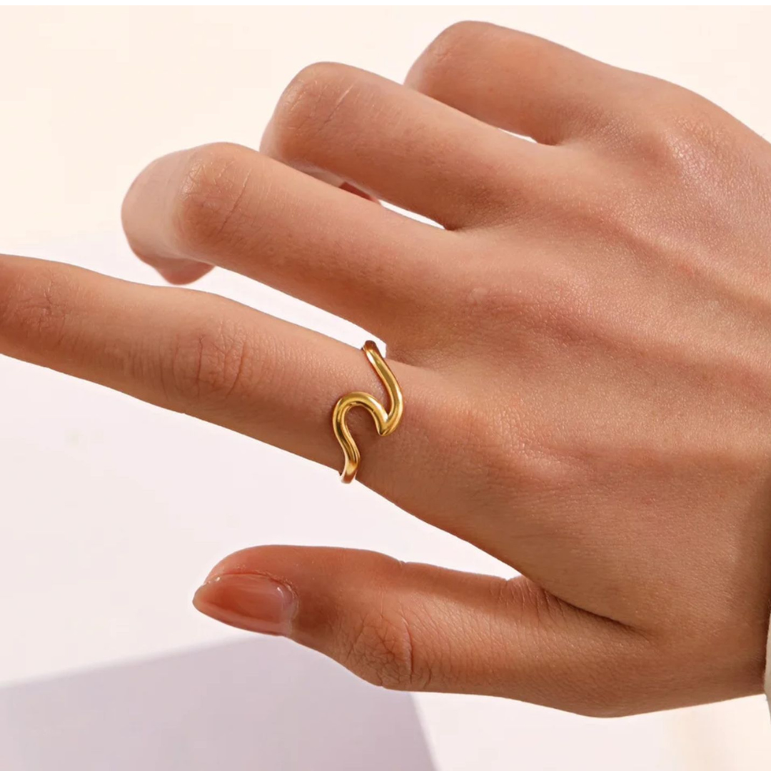 Eden | Gold Plated Ocean Water Wave Resizable Ring