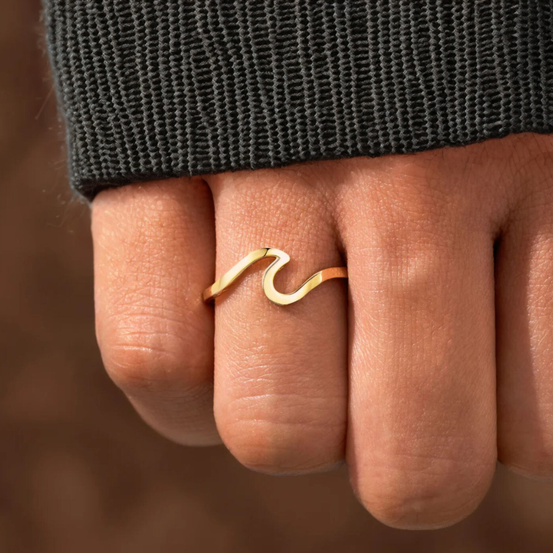 Eden | Gold Plated Ocean Water Wave Resizable Ring