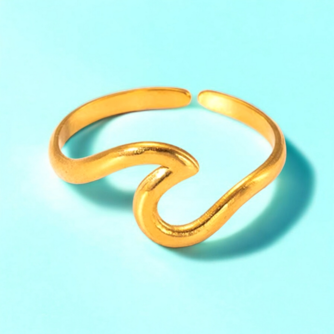 Eden | Gold Plated Ocean Water Wave Resizable Ring