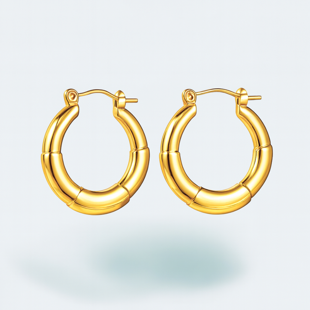Anya | 18K Gold Plated Simple Circular Hoop Waterproof Earrings