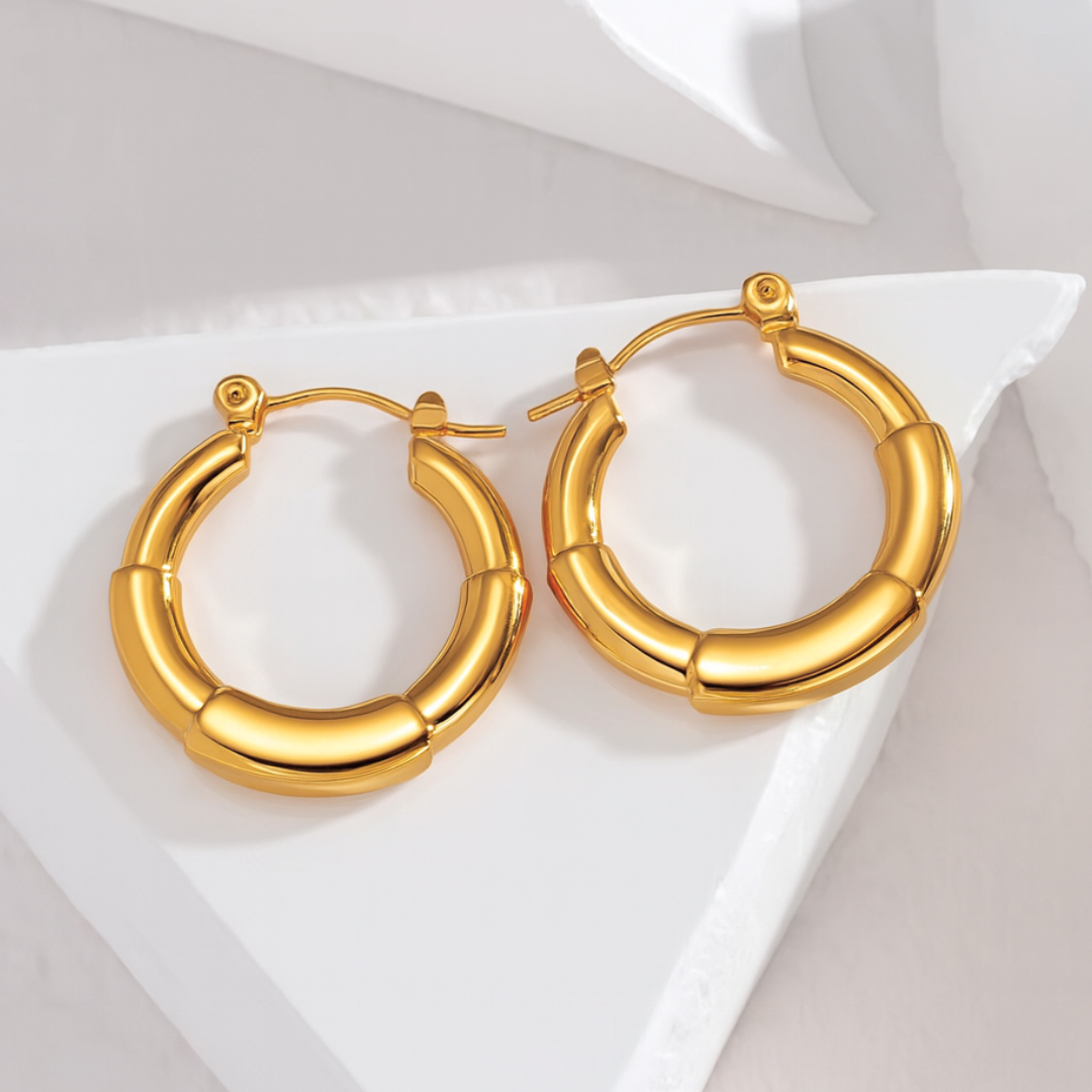 Anya | 18K Gold Plated Simple Circular Hoop Waterproof Earrings