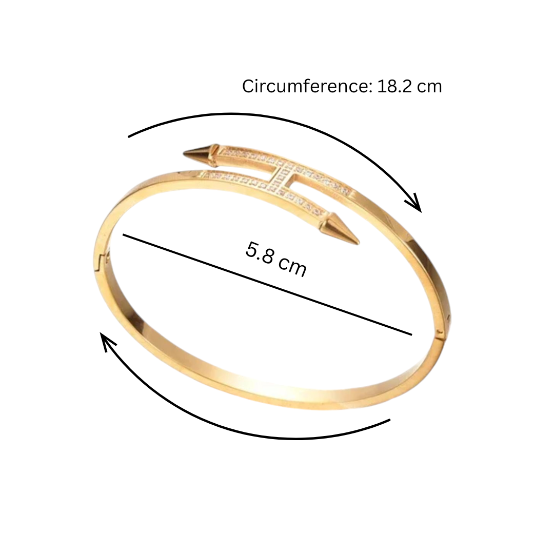 Selena | Gold Plated Zircon Nail Bracelet Bangle