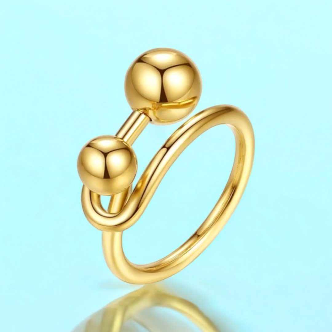 Clementine | Gold (18K) Plated Double Ball Waterproof Ring