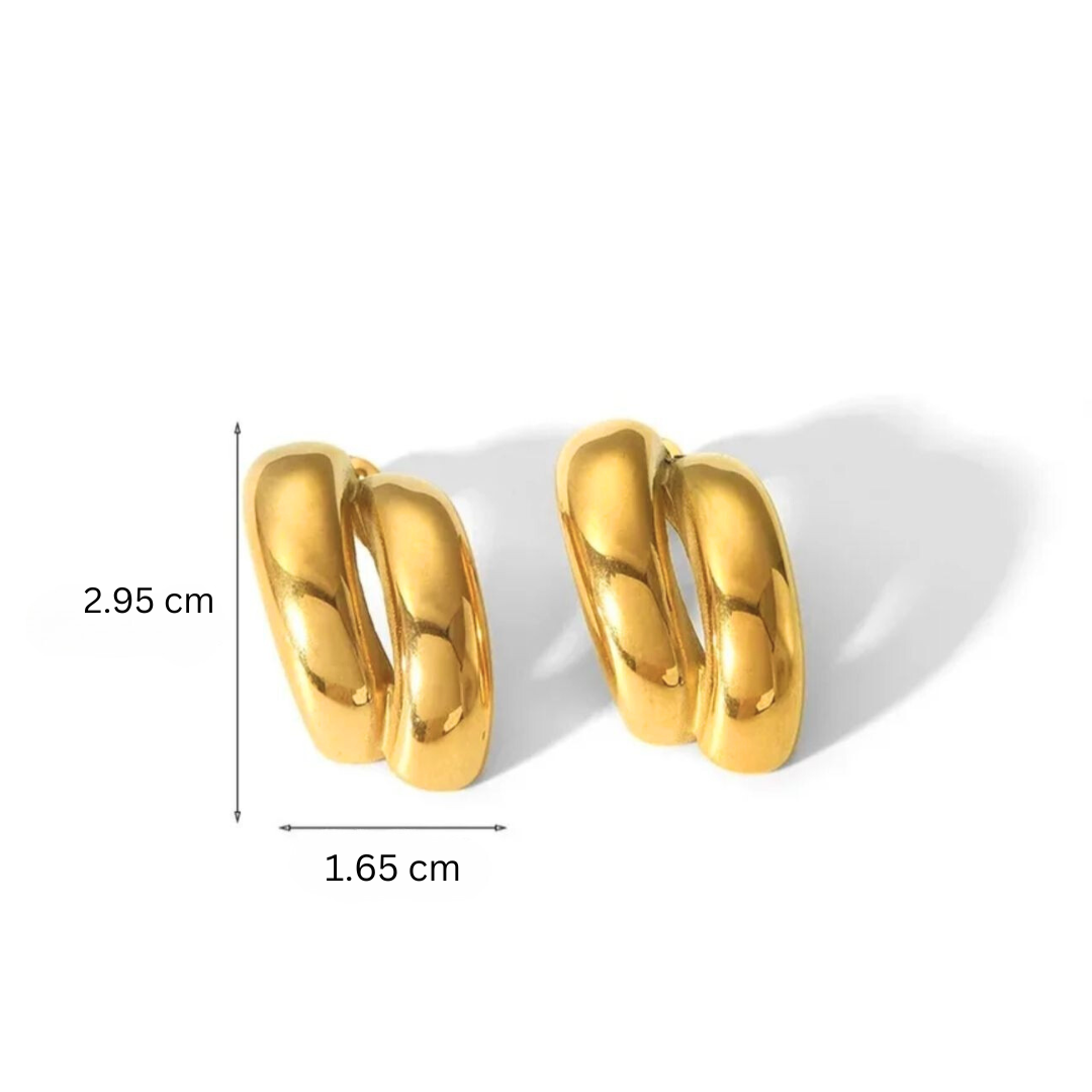 Dione | Gold Plated Curved Punk C Earrings