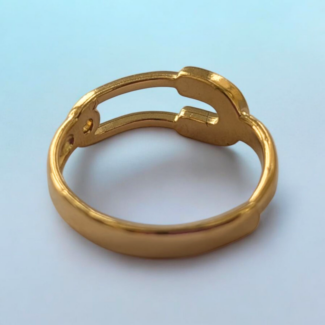 Josephine | Gold Plated Safety Pin Design Resizable Ring