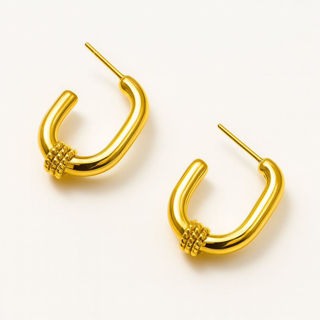Remi | Gold Plated Statement Twist Hoop Earrings