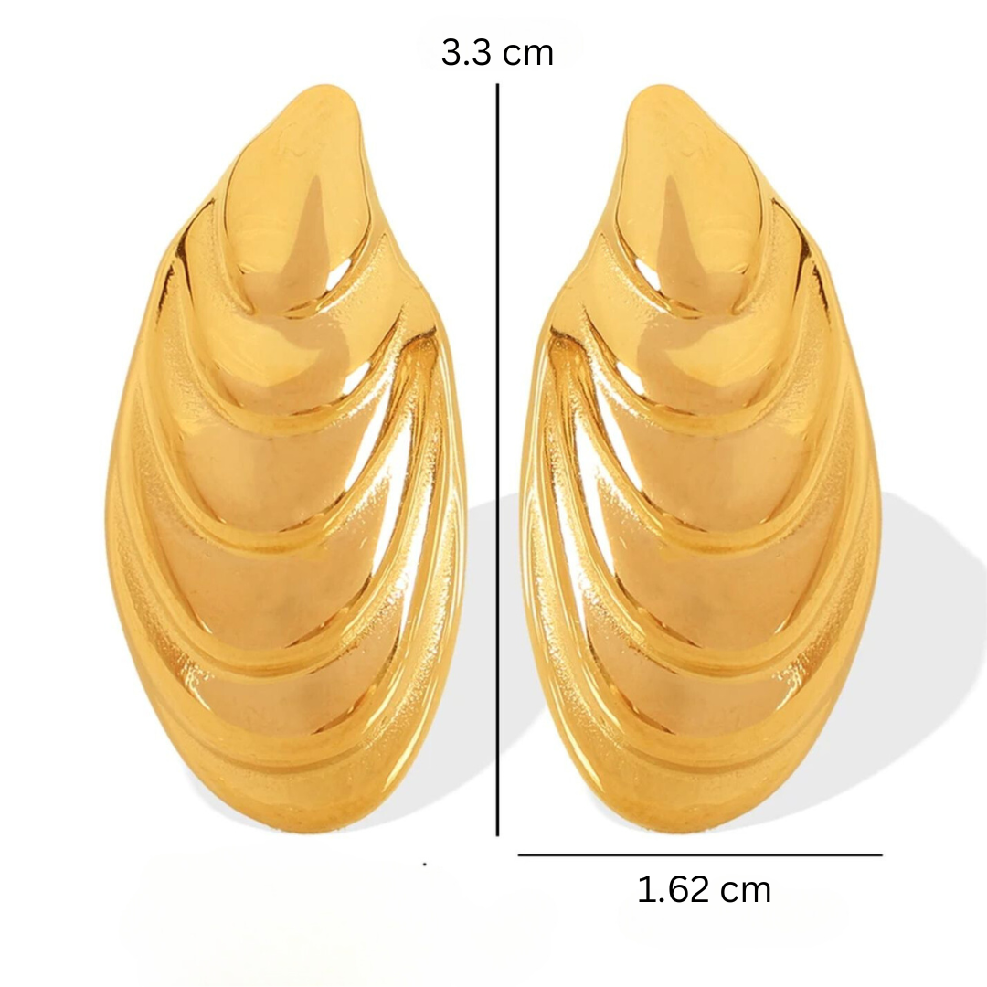 Vaylise | Gold Plated Shell Shaped Chunky Vintage Drop Earrings