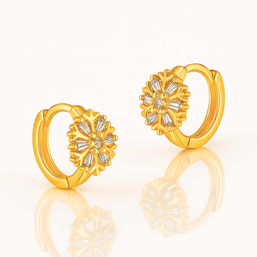 Rosalia | 18K Gold Plated Snowflake Huggie Hoop Waterproof Earrings