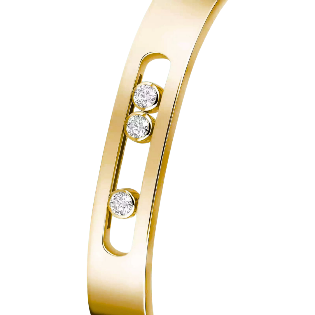 Rose | Gold-Plated Sliding Ball Zircon Cuff Bracelet Bangle
