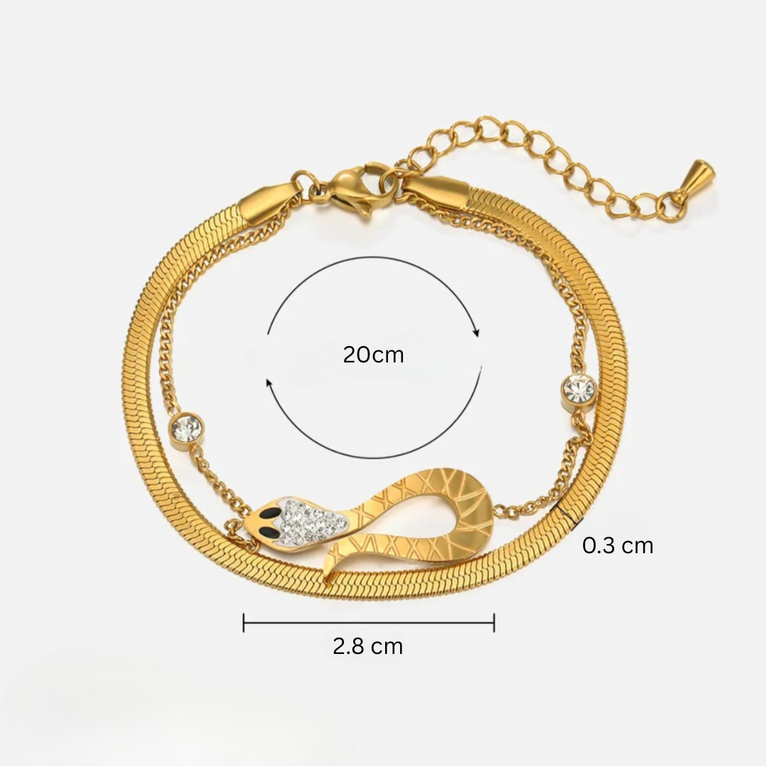 Claudia | Gold Plated Snake Charm Zircon Bracelet