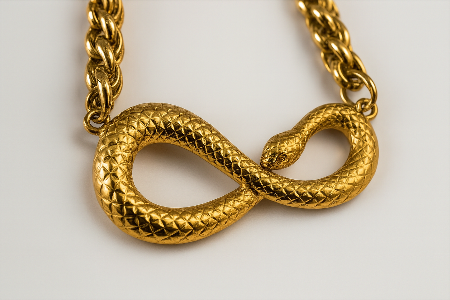 Heidi | Gold-Plated Snake Head Infinity Charm Necklace