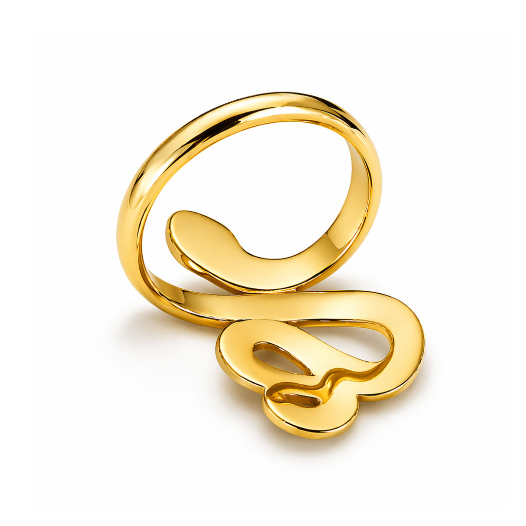 Maelle | Gold-Plated Snake Charm Resizable Ring