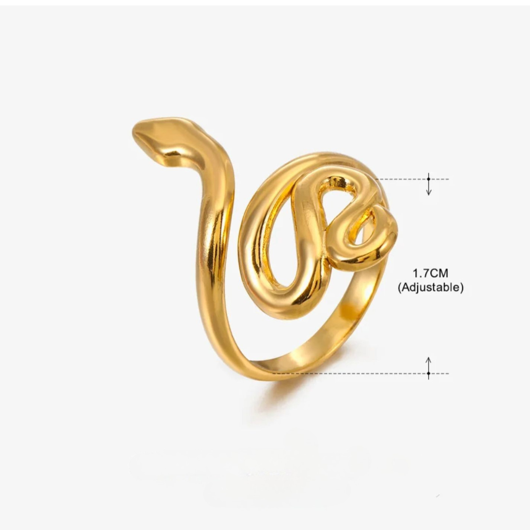 Maelle | Gold-Plated Snake Charm Adjustable Resizable Ring
