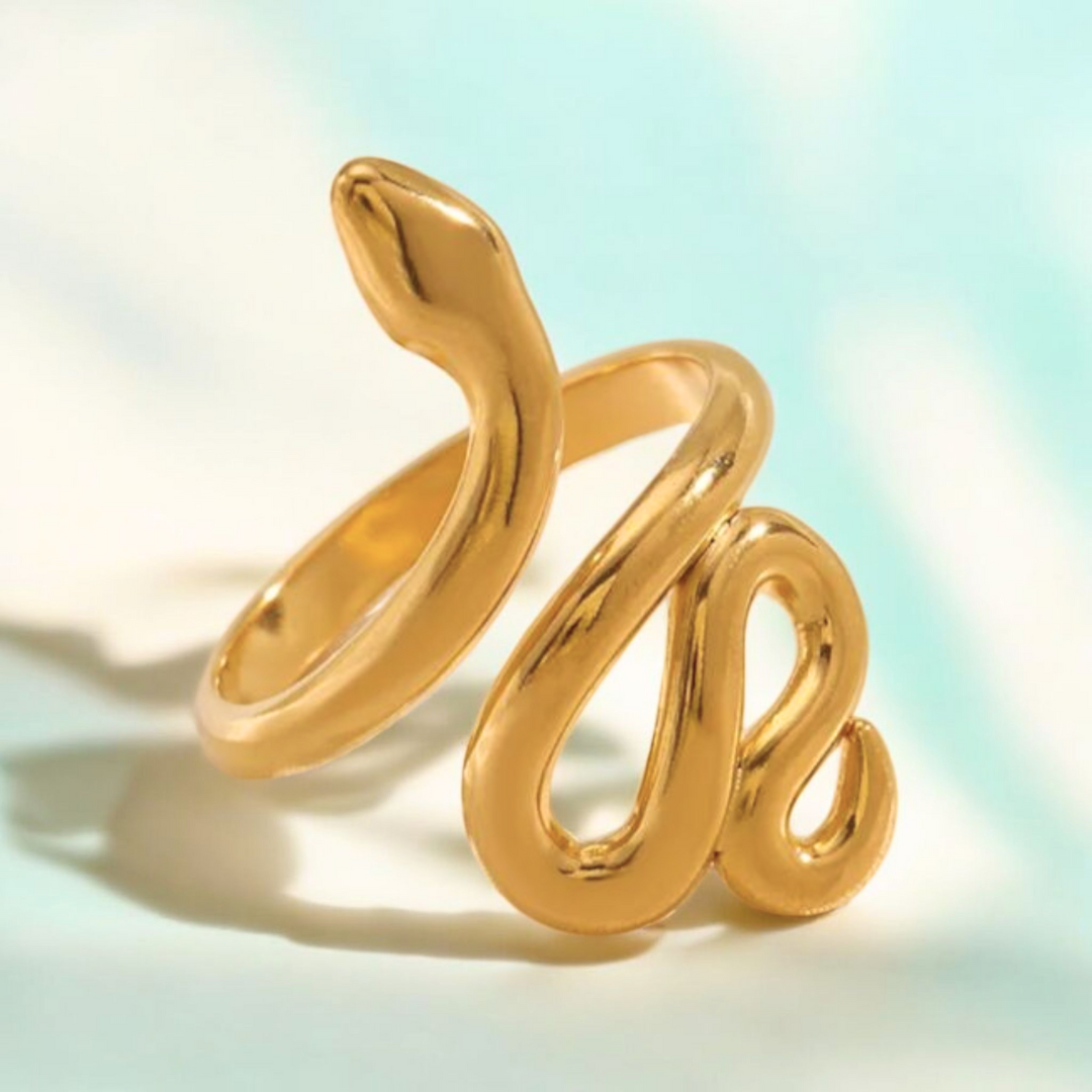 Maelle | Gold-Plated Snake Charm Adjustable Resizable Ring