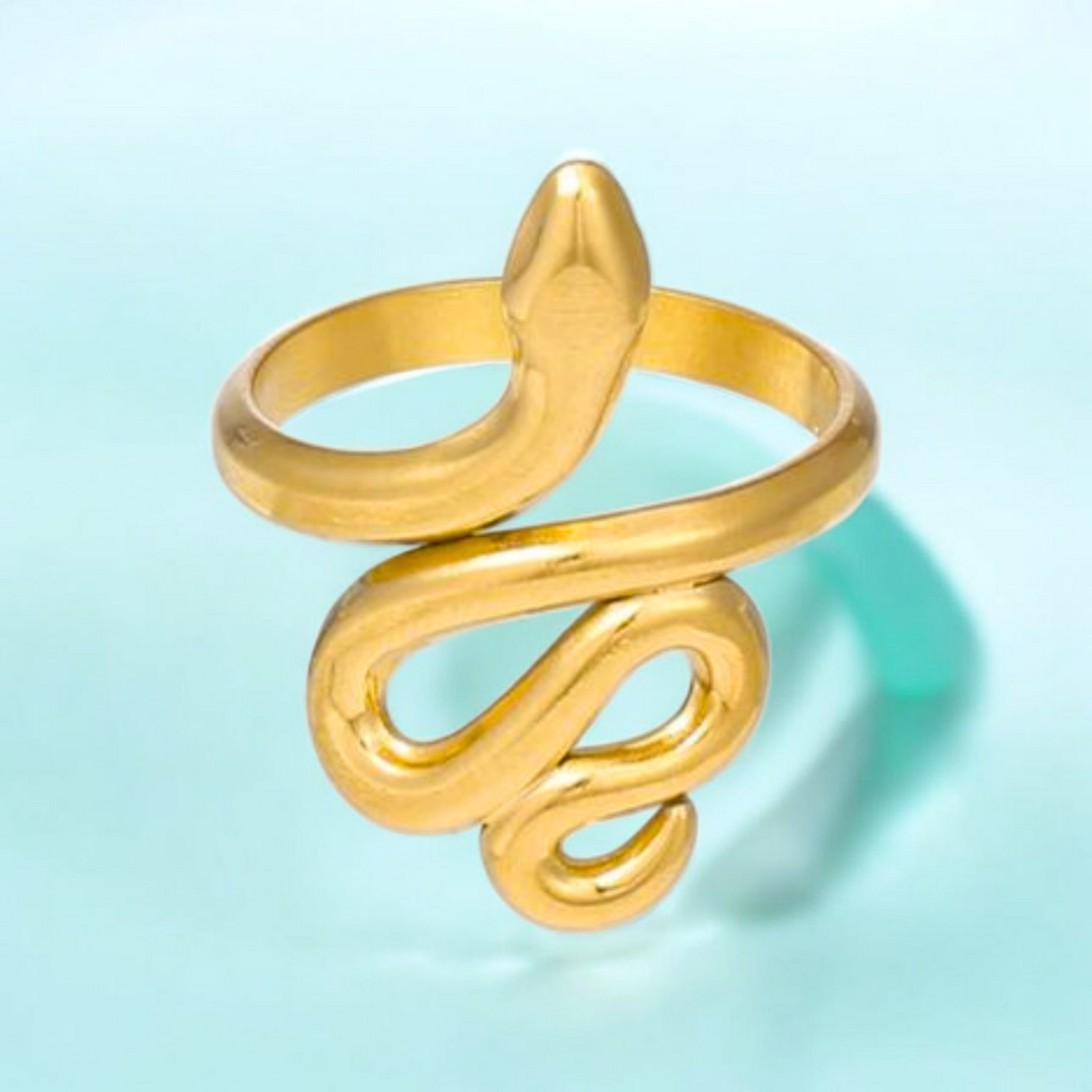 Maelle | Gold-Plated Snake Charm Adjustable Resizable Ring