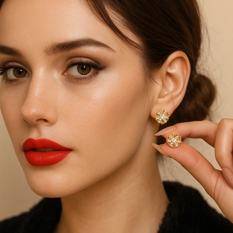 Rosalia | 18K Gold Plated Snowflake Huggie Hoop Waterproof Earrings