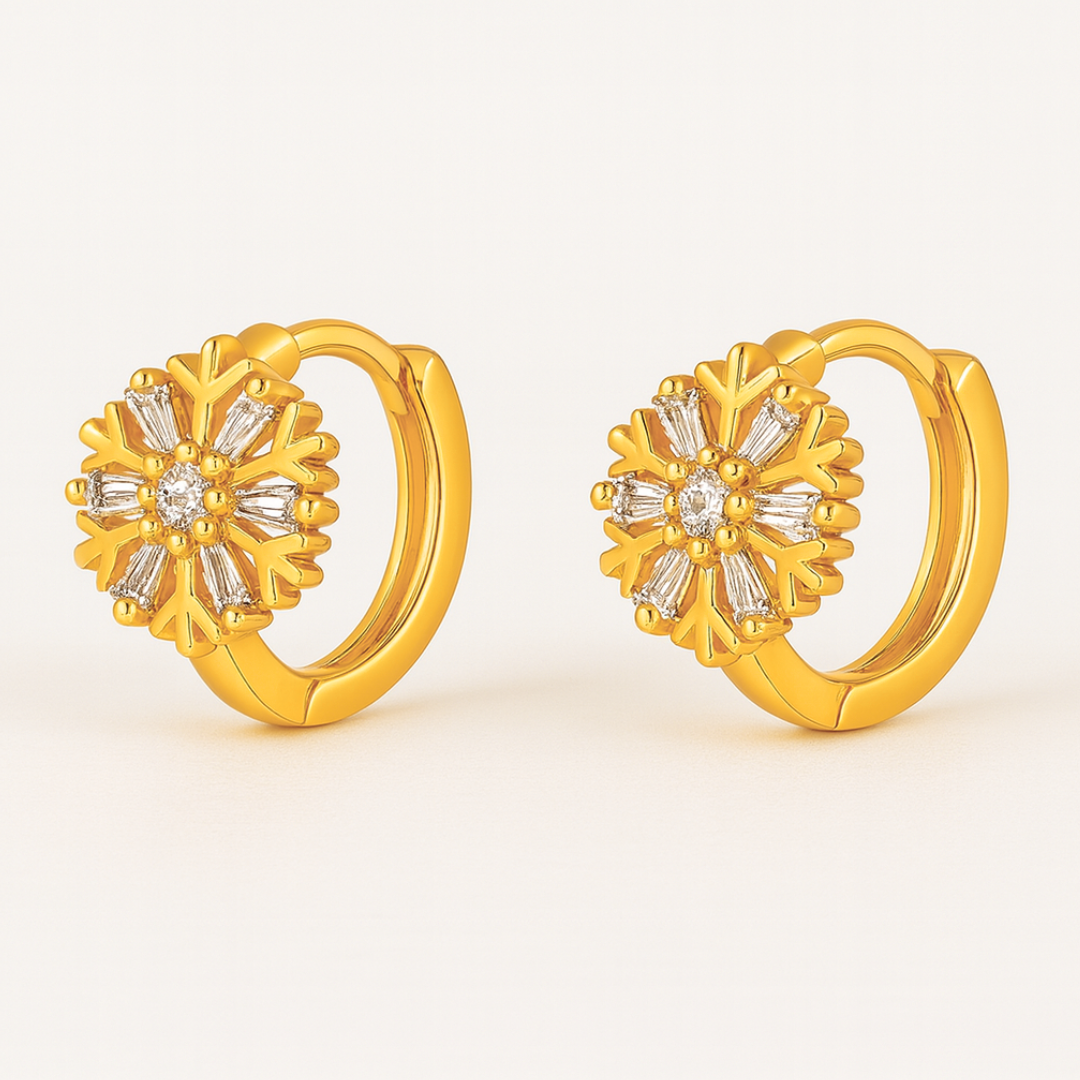 Rosalia | 18K Gold Plated Snowflake Huggie Hoop Waterproof Earrings