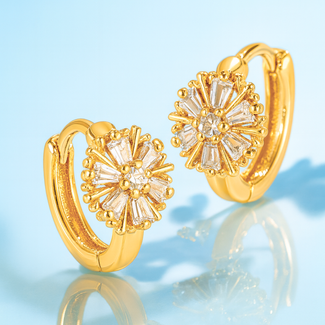 Rosalia | 18K Gold Plated Snowflake Huggie Hoop Waterproof Earrings
