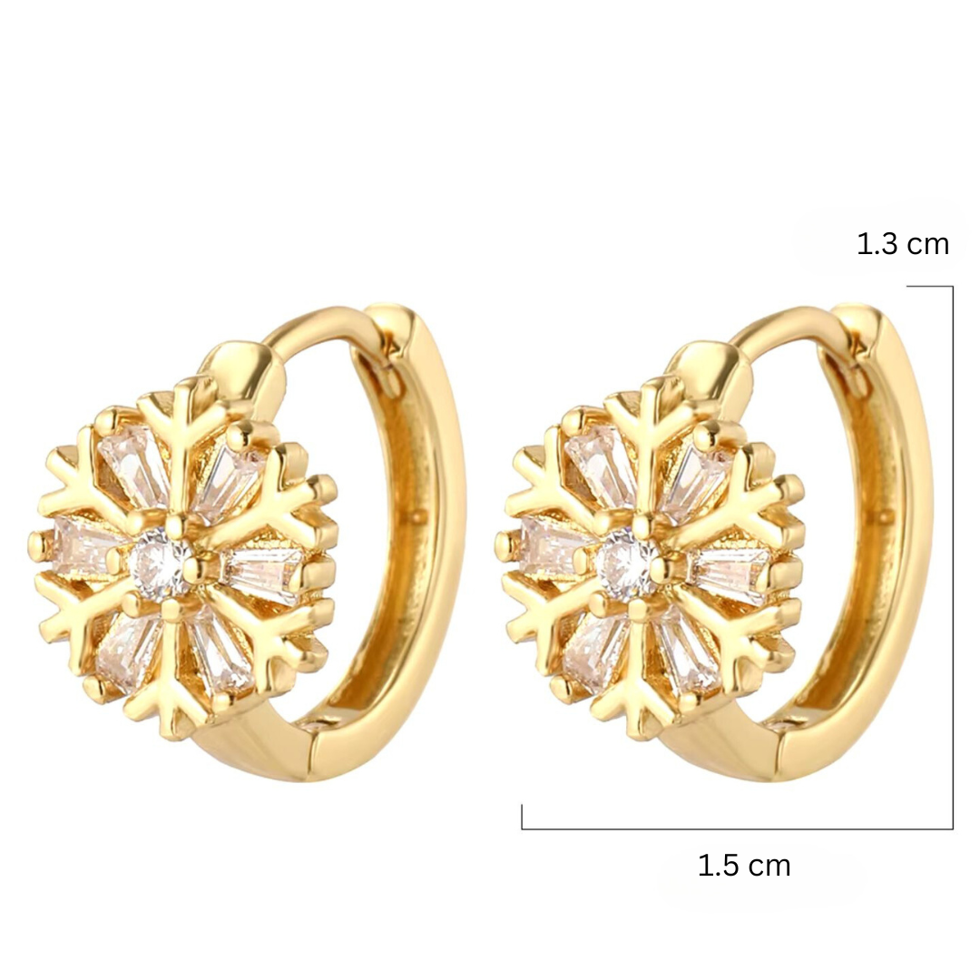 Rosalia | 18K Gold Plated Snowflake Huggie Hoop Waterproof Earrings