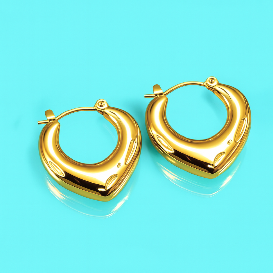Dominique | 18K Gold Plated Irregular Heart Design Hollow Hoop Waterproof Earrings