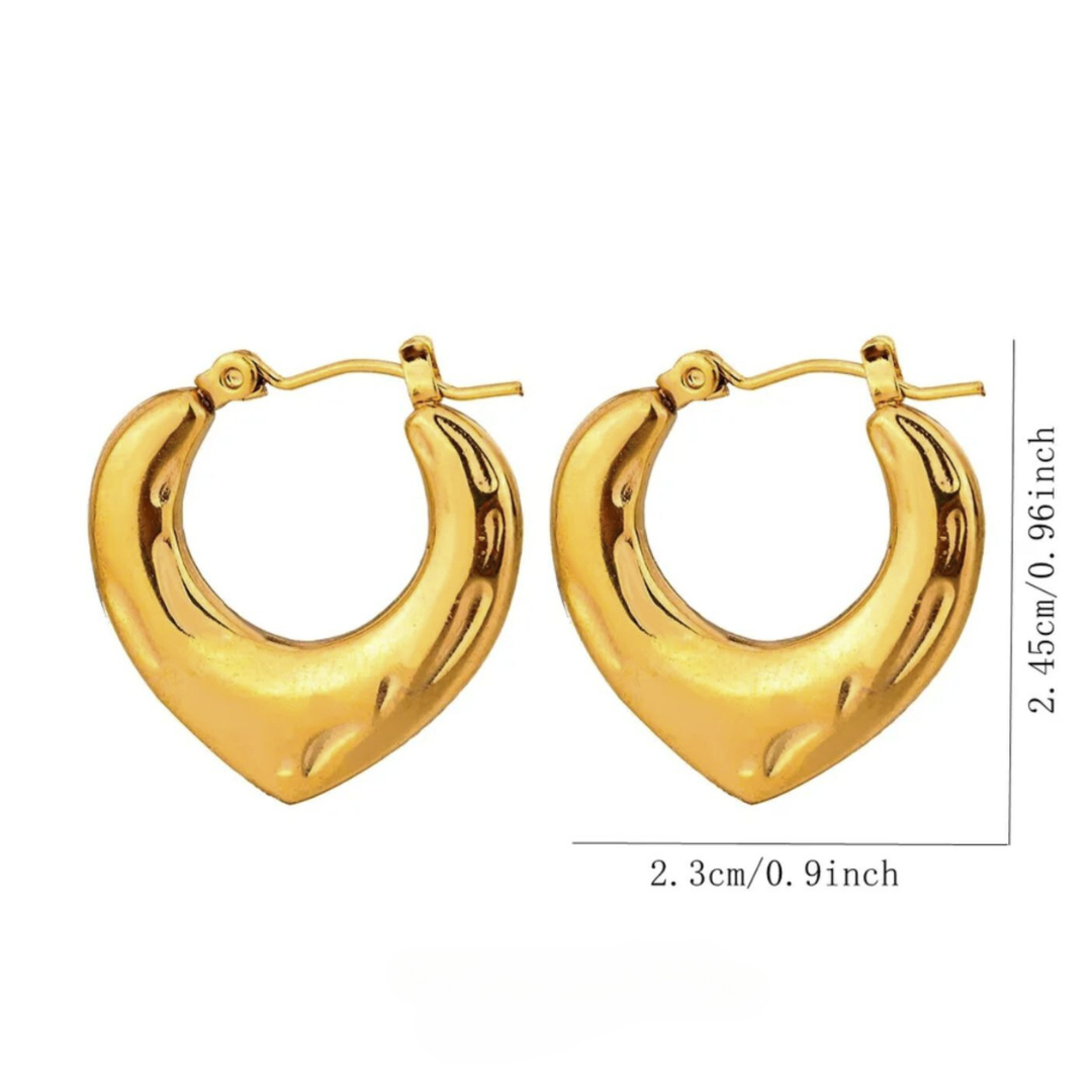 Dominique | 18K Gold Plated Irregular Heart Design Hollow Hoop Waterproof Earrings