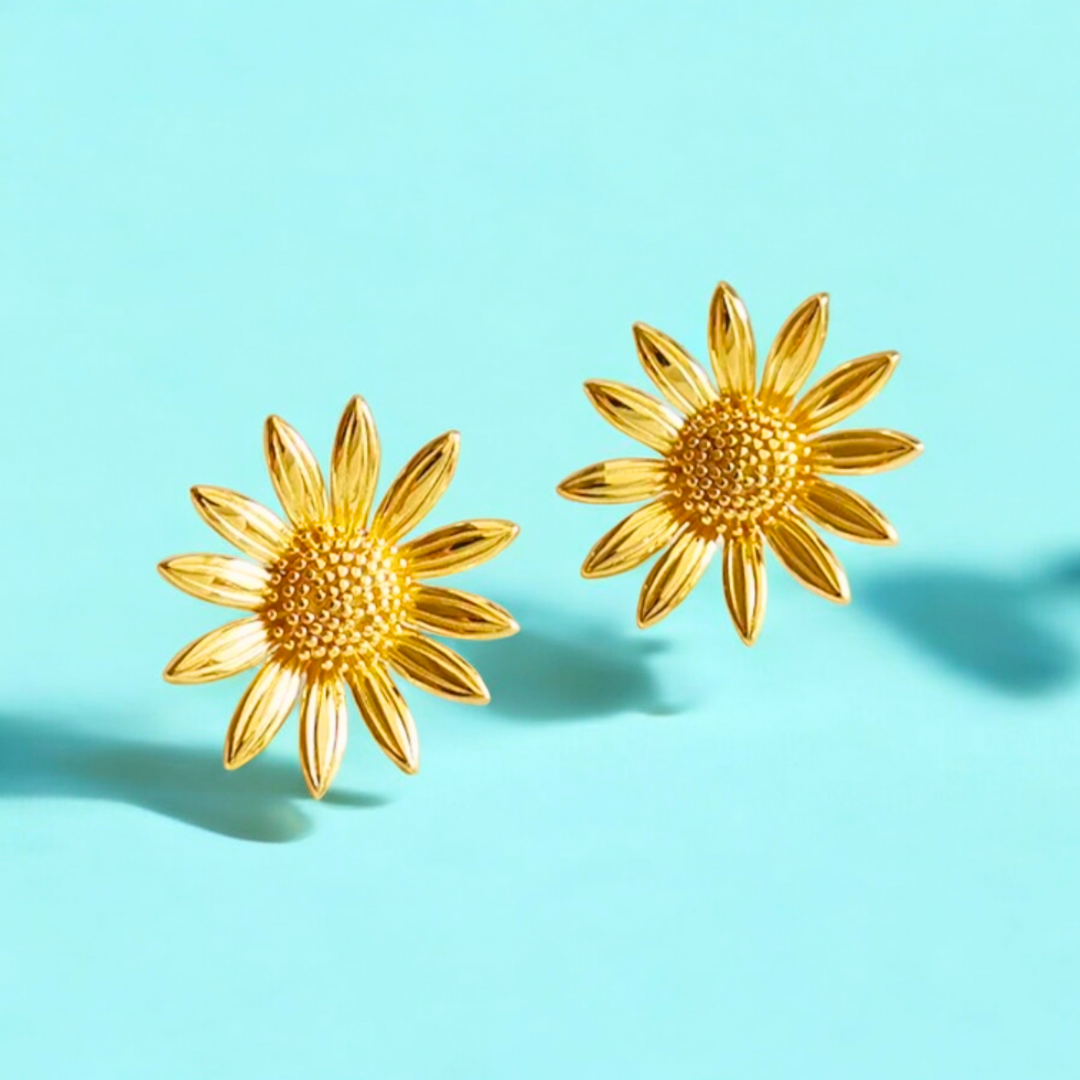 Gianna | Gold-Plated Sunflower Stud Earrings
