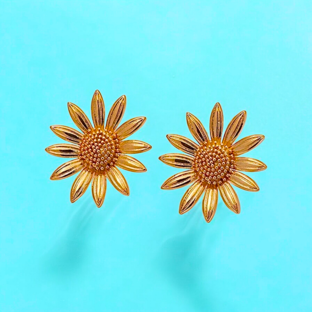 Gianna | Gold-Plated Sunflower Stud Earrings