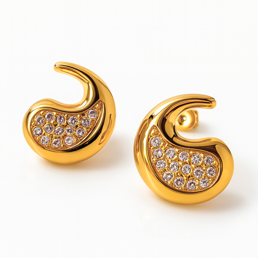 Sable | 18K Gold Plated Tear Drop Zircon Waterproof Stud Earrings