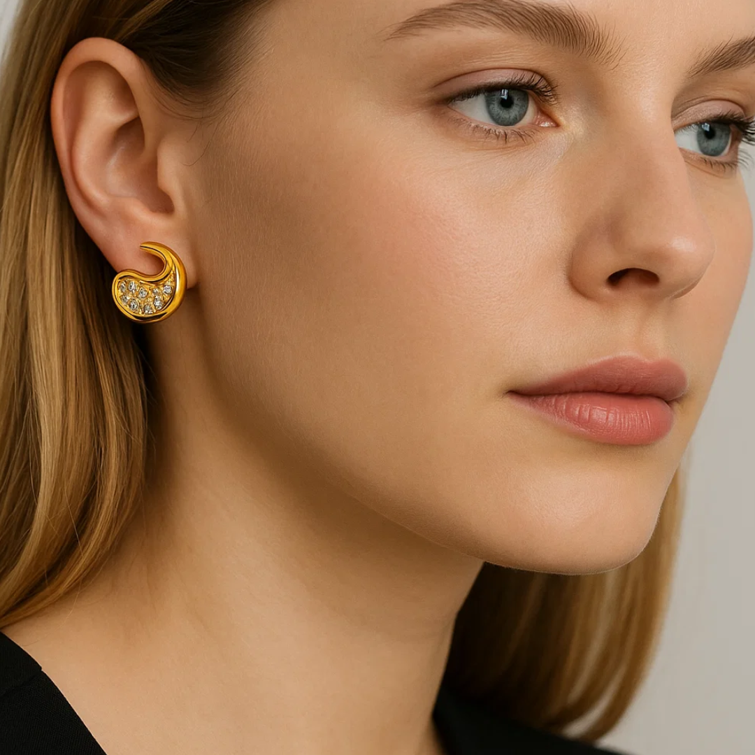 Sable | 18K Gold Plated Tear Drop Zircon Waterproof Stud Earrings