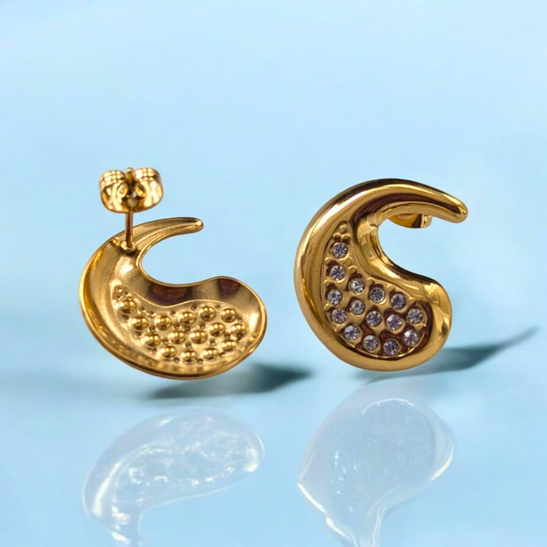 Sable | Gold Plated Tear Drop Zircon Stud Earrings