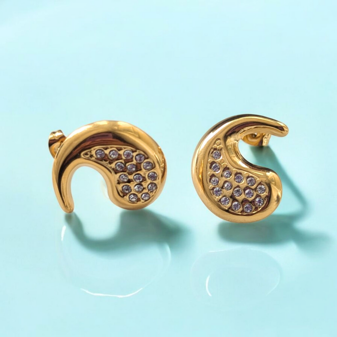 Sable | Gold Plated Tear Drop Zircon Stud Earrings