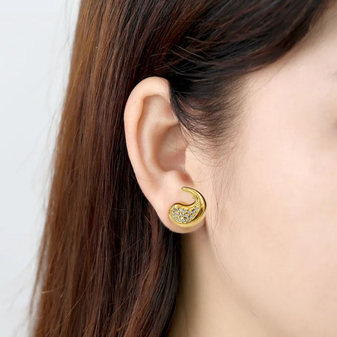 Sable | Gold Plated Tear Drop Zircon Stud Earrings