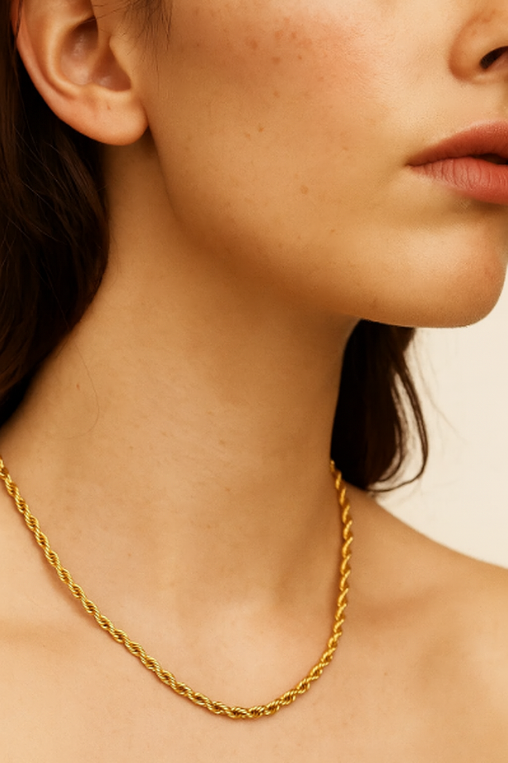 Nessa | Gold Plated Essential Twisted Rope Chain Necklace
