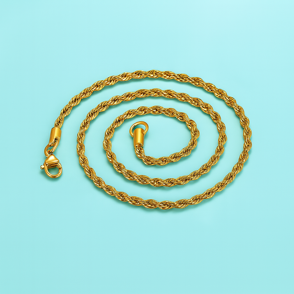Nessa | Gold Plated Essential Twisted Rope Chain Necklace