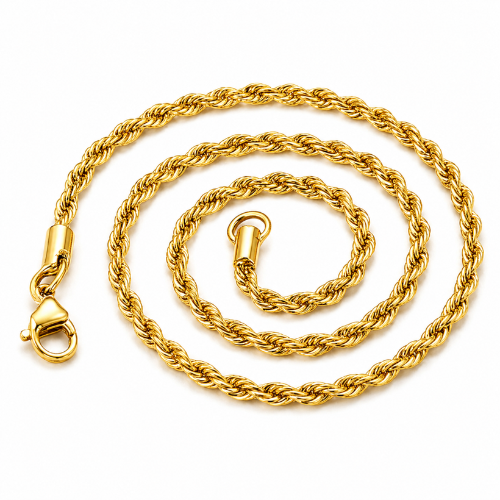 Nessa | Gold Plated Essential Twisted Rope Chain Necklace