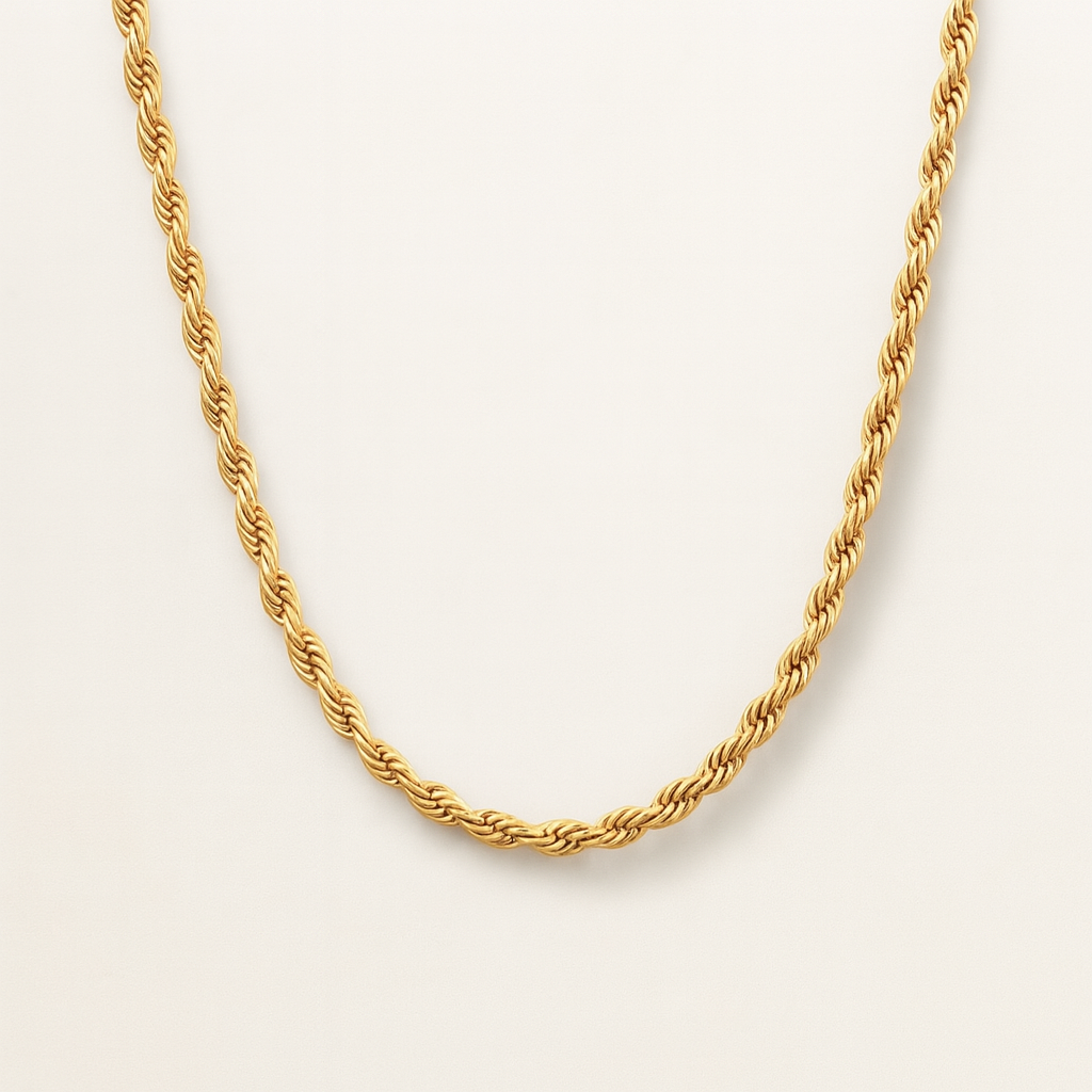 Nessa | Gold Plated Essential Twisted Rope Chain Necklace