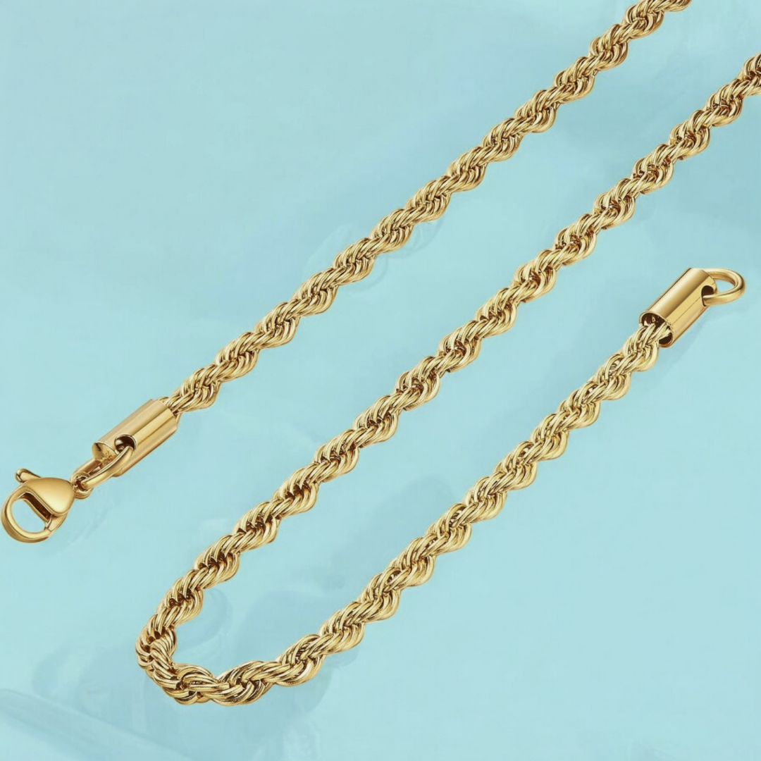 Nessa | Gold Plated Essential Twisted Rope Chain Necklace