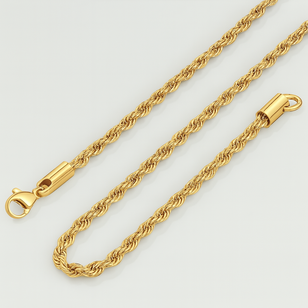Nessa | Gold Plated Essential Twisted Rope Chain Necklace
