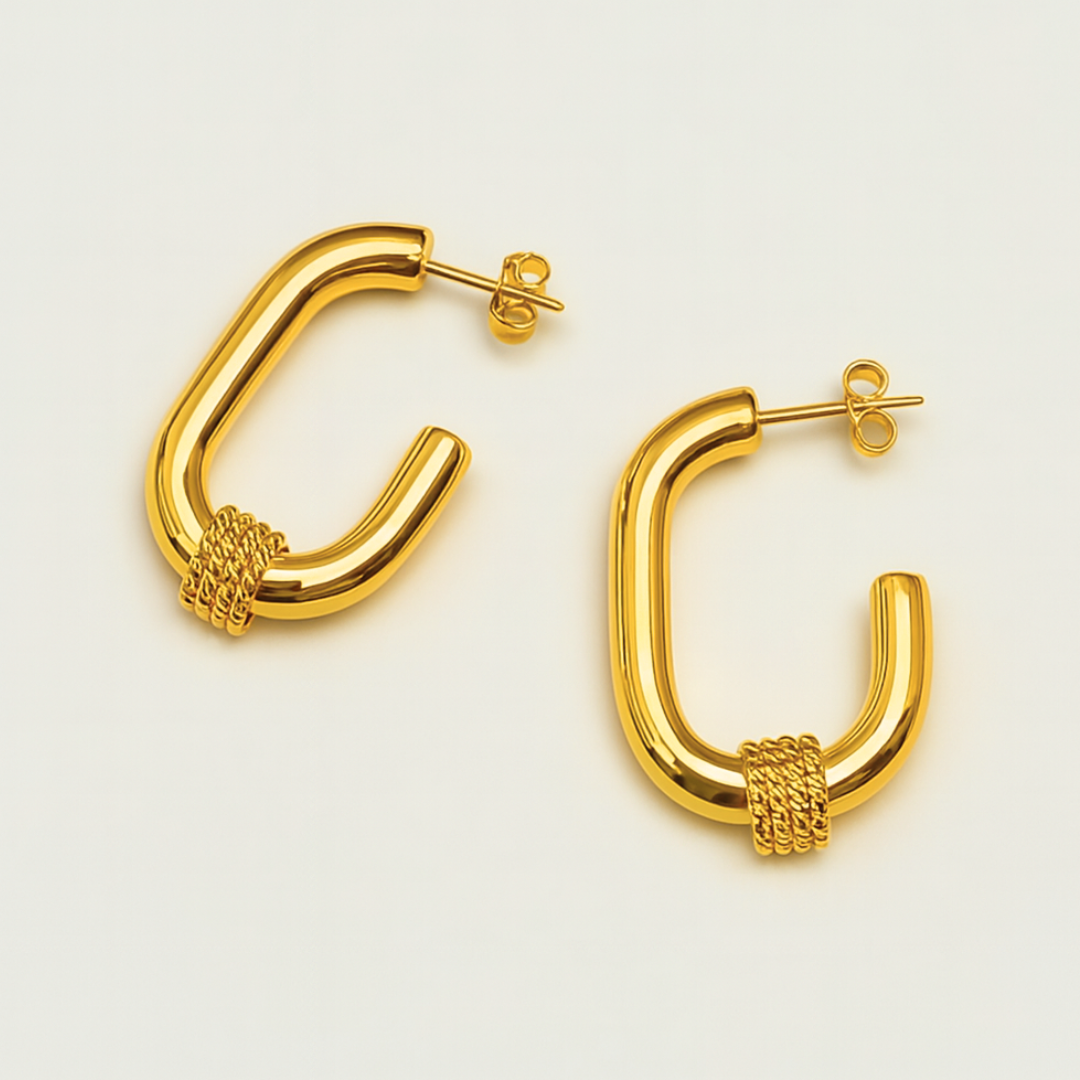 Remi | Gold Plated Statement Twist Hoop Earrings