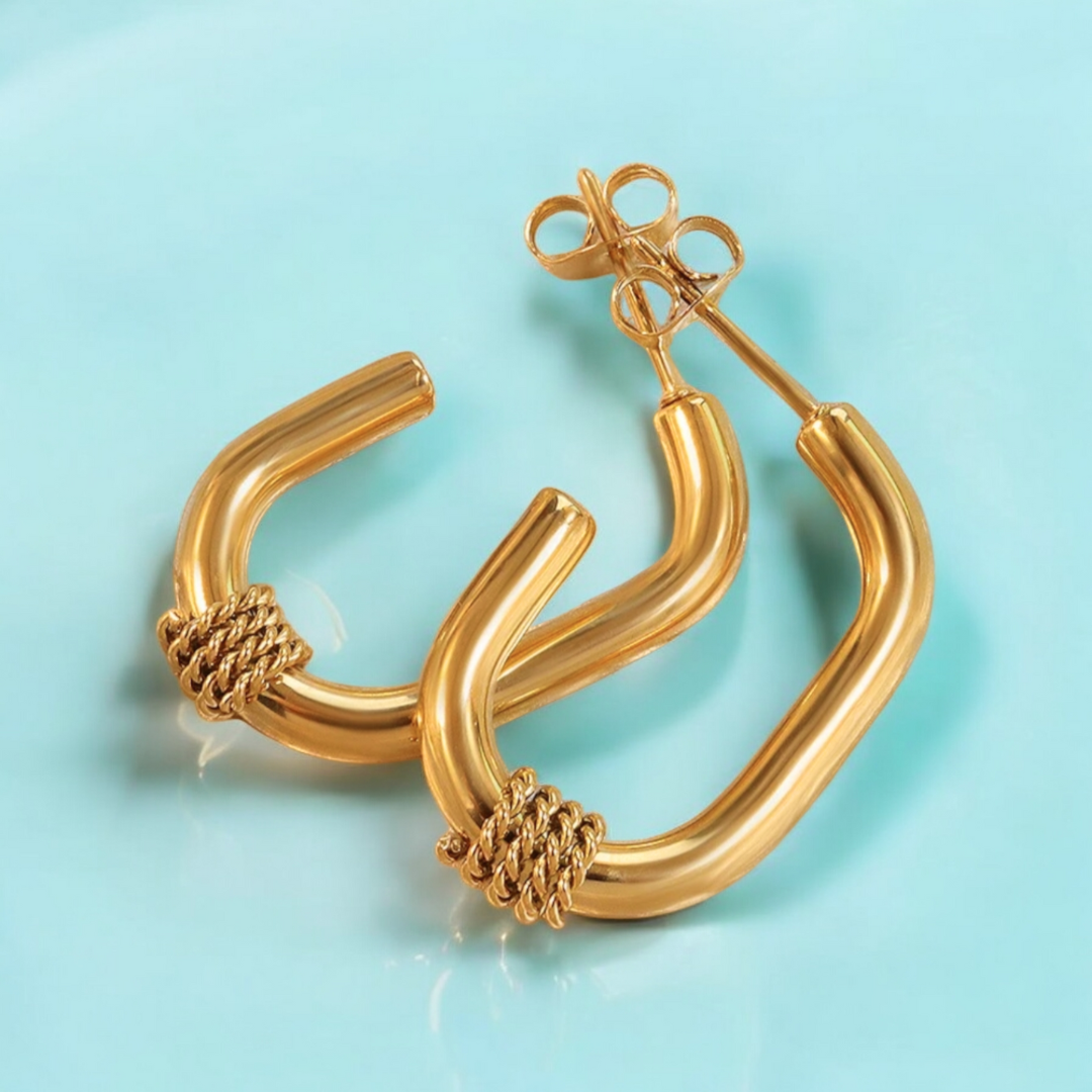 Remi | Gold Plated Statement Twist Hoop Earrings