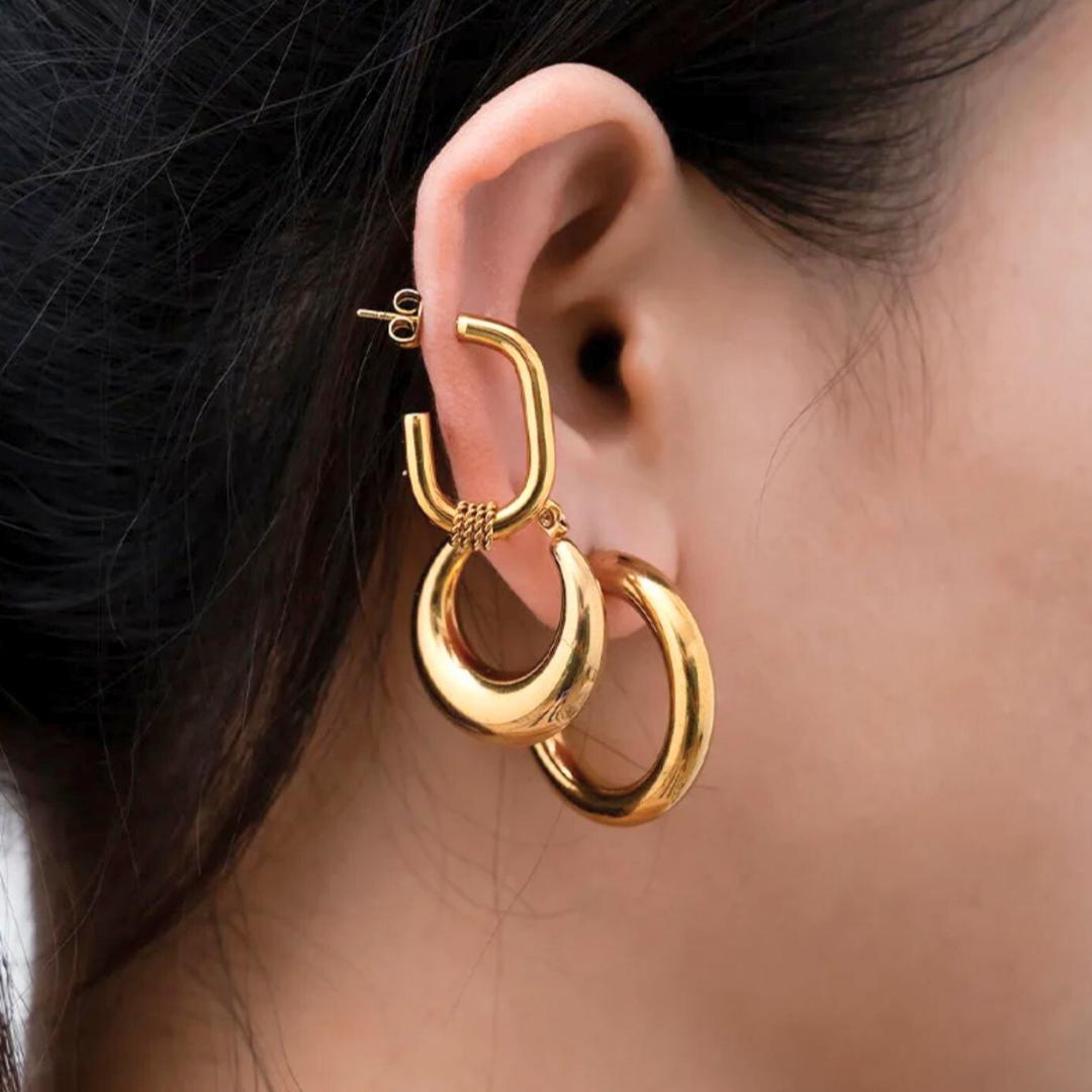 Remi | Gold Plated Statement Twist Hoop Earrings